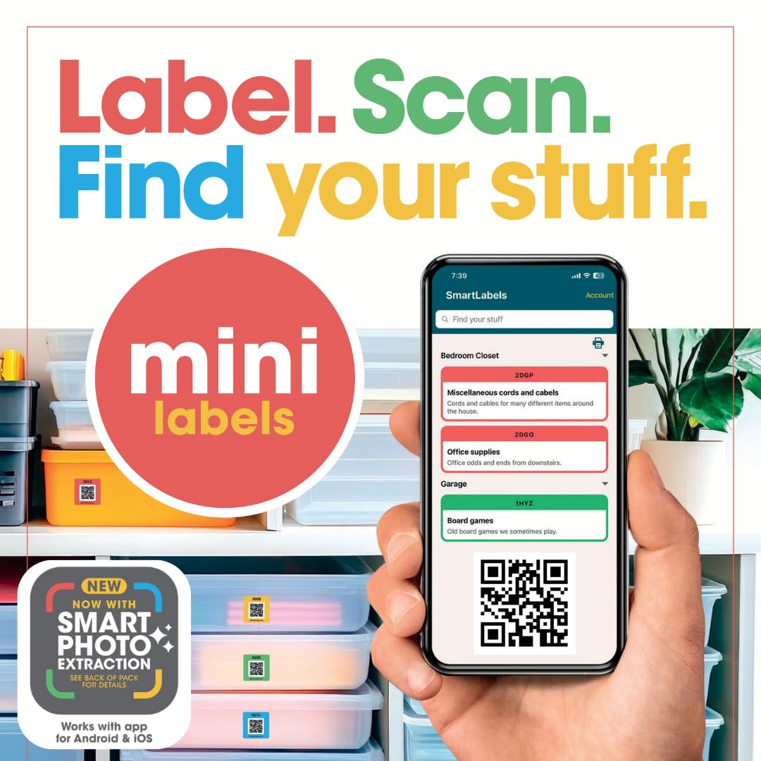SmartLabels - Mini 1.5" QR Code Labels for Storage, Organization, & Moving