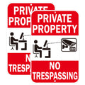 Security Signs Private Property No Trespassing Sign, Reflective Aluminum, 18 x 12 Inches, Weather Resistant, Waterproof, 2 Pack Red - 2 Pack - 12" x 18"