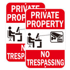 Security Signs Private Property No Trespassing Sign, Reflective Aluminum, 18 x 12 Inches, Weather Resistant, Waterproof, 2 Pack Red - 2 Pack - 12" x 18"
