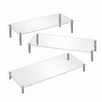Acrylic Display Risers Clear Rectangular Stands with Metal Support Posts for Cake Stand Styling Countertop Tiered Organizer Small Size Transparent One Piece