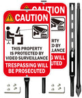 2-Pack Video Surveillance Sign with 35-Inch Metal Stakes, 14x10 Inches Security Warning Signs, 24 Hour CCTV Monitoring, No Trespassing Property Protection Red - 2pack with Stake