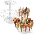 FoldTier 2 Pack Acrylic Ice Cream Cone Holder Stand, 2 Tier with 24 Holes