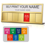 Name Plate for Desk& Office Door Sign, 7 Options Do Not Disturb, In A Meeting, Out of Office, Working Remotely, Please Knock, Come in Welcome，Stick or Stand with Desk Name Plate, Brushed Gold with icon 7 Options Working Remotely