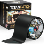 TITANPATCH PRO Waterproof Sealant Tape – Black 4" x20' – Stops Leaks Fast & Stays Sealed for 15+ Years – Sticks to RVs, Roofs, Pools, Boats, Gutters – Built for Harsh Weather (-40°F to 190°F) 4" x 20ft