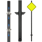6'6'' Heavy Duty Metal Sign Post, Steel Round Signs Pole with Ground Spike, Adjustable Sign Mounting Brackets, Baked Enamel Finish for Yard, Parking, Traffic Signs(1 Pack, 80'') 78-Inch-Black 1-Pack