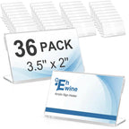 EHWINE 36 Pack Clear Acrylic Sign Holders, 3.5 x 2 Inch Slanted L-Shaped Name Tag & Price Label Display Stand for Restaurant Table, Retail Shelf, Office Desk, Trade Show Clear 36 Pack 3.5×2 Inch