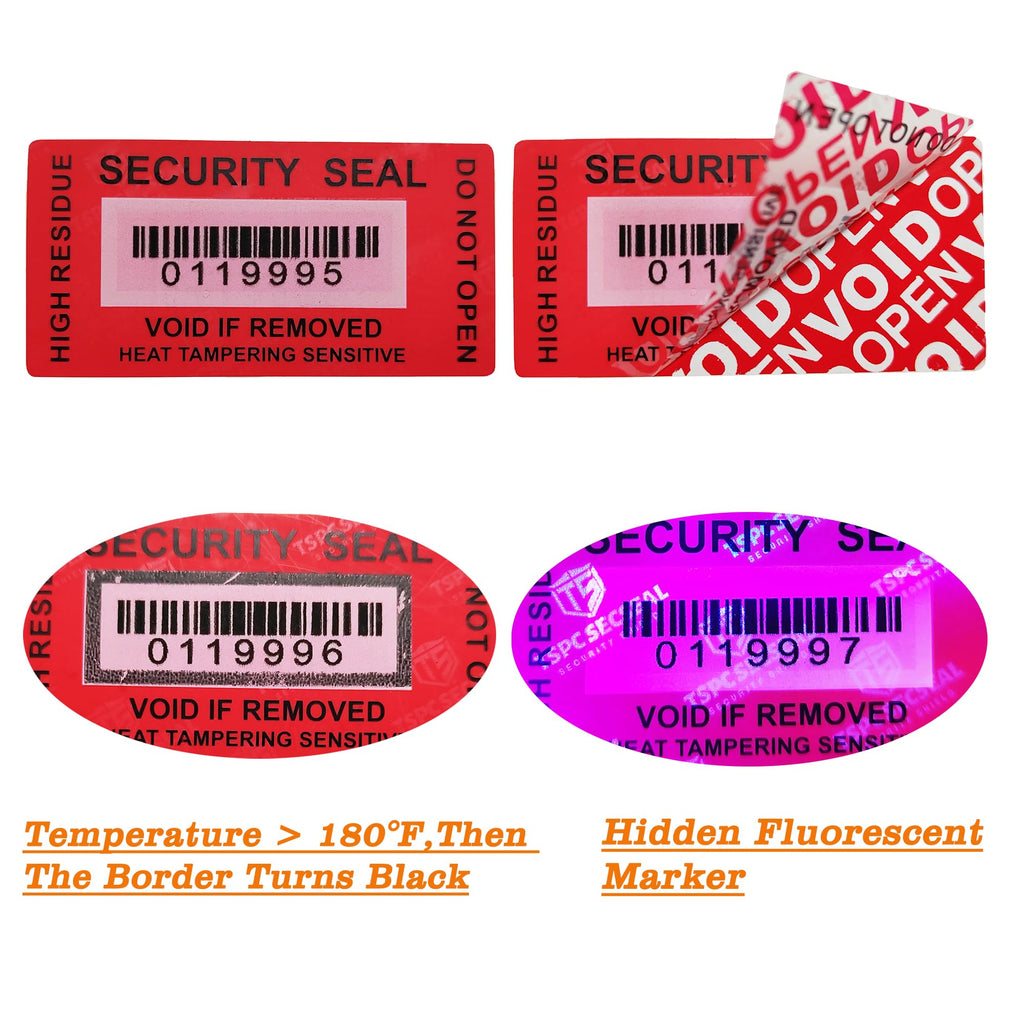 200pcs Tamper Proof Stickers Seals Labels (Matte Red, 1" X 2") Matte Red 2 1" X 2" 200