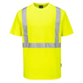 Portwest S198 Hi Vis Pocketless Short Sleeve T Shirt Moisture Wicking Safety Workwear with Reflective Tape, Yellow, M Medium