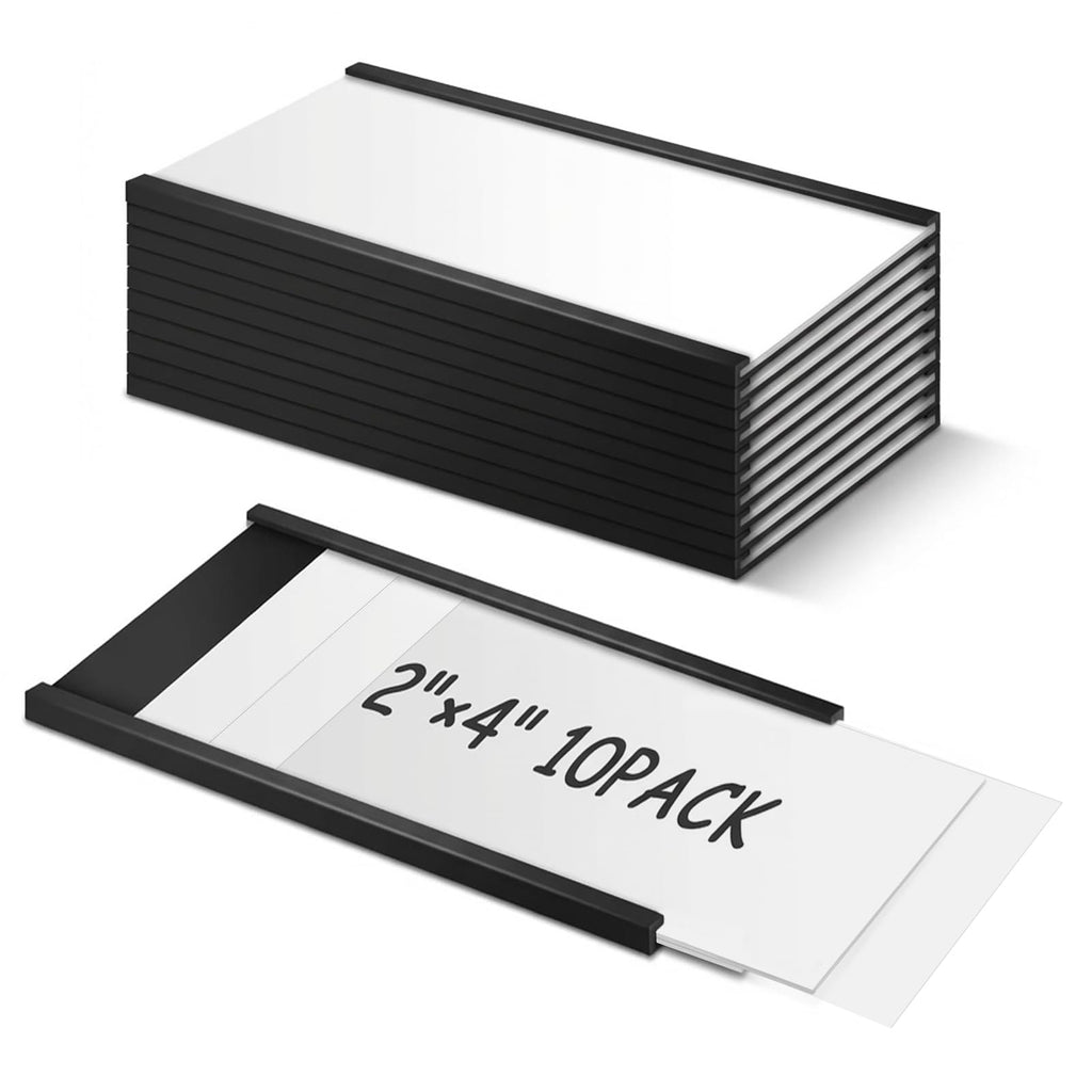TOTiyea C Channel Magnetic Label Holders 2" x 4" 10 Pack with Paper Inserts