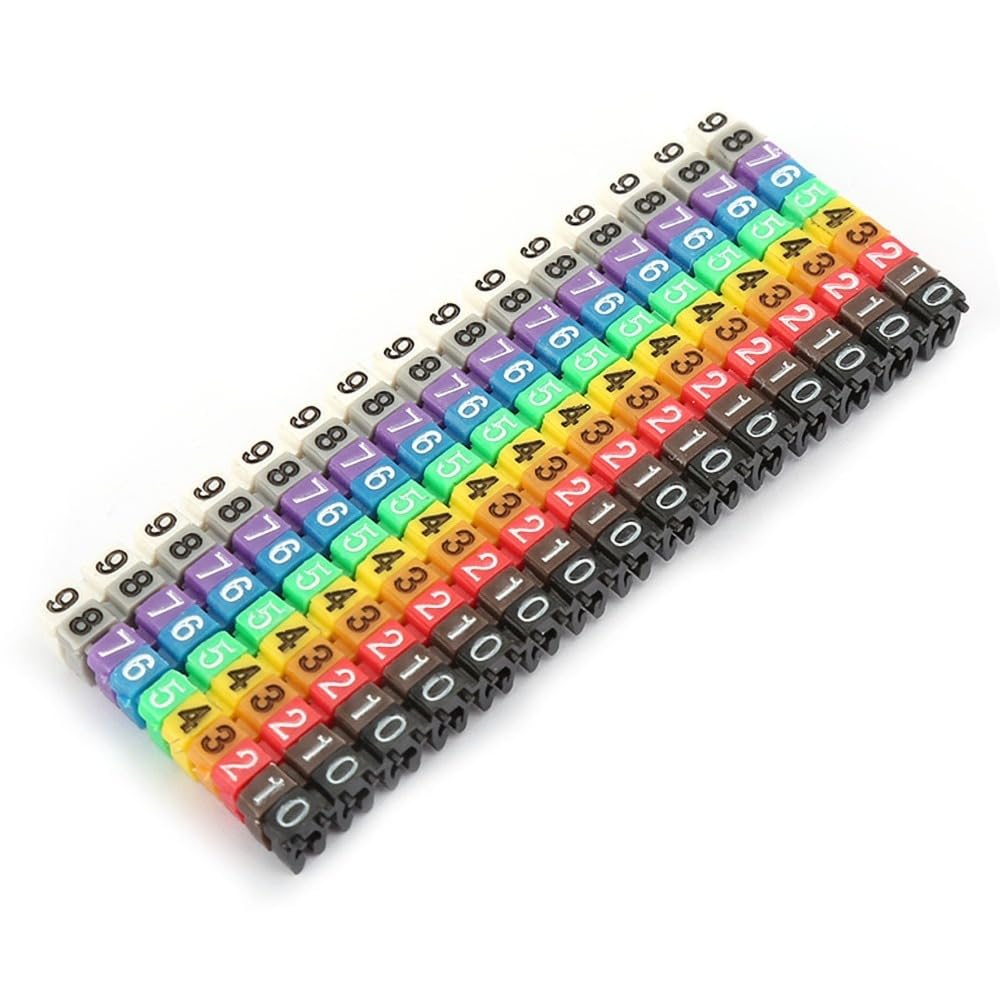 150 Pcs Digital Wire Number Tubes 1.5mm² – Clip-On Cable Markers for Electrical Wiring Identification, Color-Coded Plastic Labels