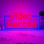 Allball Video Rentals Neon Sign, Movie Night LED Neon Light USB Powered Dimmable, for Home Cinema Basement Bar Gaming Room Private Cinema Movie Theme Birthday Gifts(15.7 * 7.8 In) red + blue