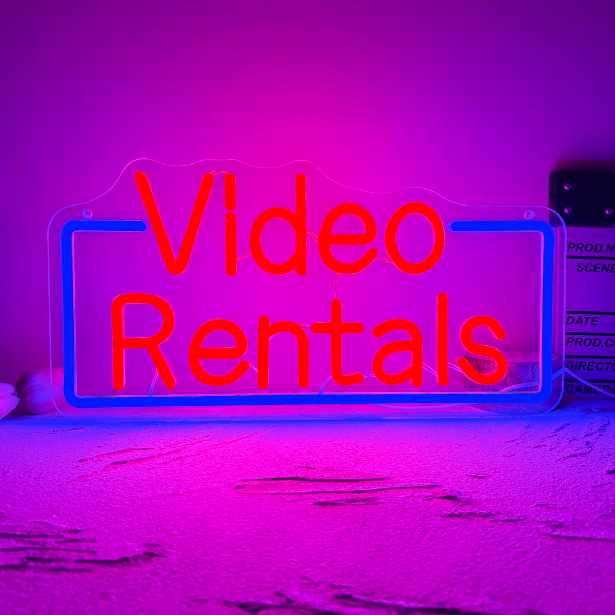 Allball Video Rentals Neon Sign, Movie Night LED Neon Light USB Powered Dimmable, for Home Cinema Basement Bar Gaming Room Private Cinema Movie Theme Birthday Gifts(15.7 * 7.8 In) red + blue