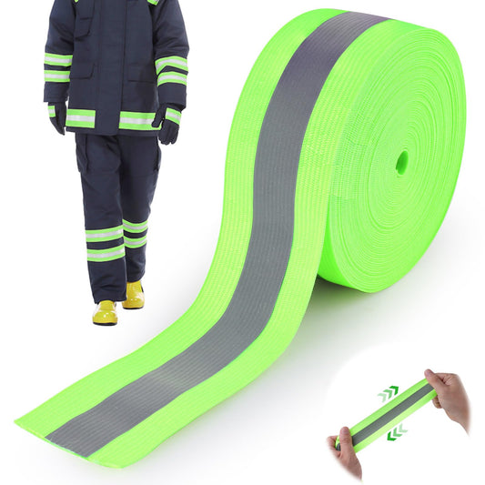 Elastic Reflective Tape for Clothing 2" x 32.8 Ft, High Visibility Reflective Fabric Tape, Sew on Warning Strips Webbing Ribbons for Bags Clothes