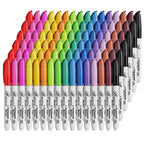 Buecs Permanent Markers, 96 Count Fine Point Permanent Markers, 16 colors, Waterproof & Smear Proof Markers, Quick Drying, Office Supplies for School, Office, Home