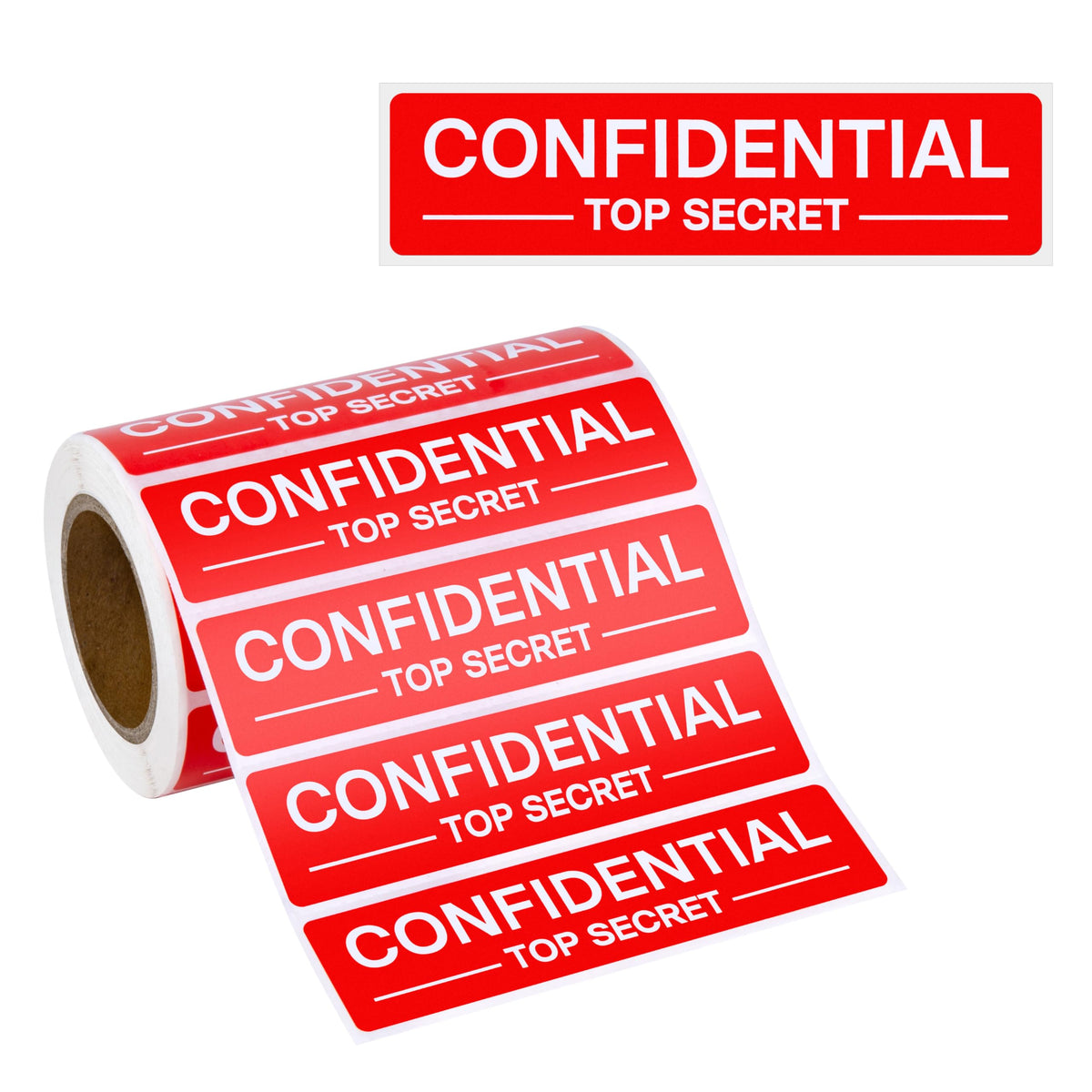 500pcs Confidential Top Secret Stickers for Special Handling Documents, 4" x 1" Bright Red Perforated Labels