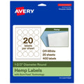 Avery Printable Round Hemp Labels with Sure Feed Technology, 1-2/3" Diameter, Off-White, Print-to-the-Edge, Laser & Inkjet Compatible, 400 Total, Great for Product Branding, Packaging, and More 400 Labels