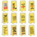 24 Pack Funny Office Desk Signs, Mini Acrylic Yellow Caution Desk Signs
