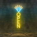Diamond Open Neon Sign, Jewelry Store LED Window Light for Boutique Display
