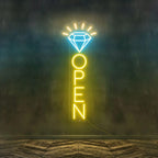 Diamond Open Neon Sign, Jewelry Store LED Window Light for Boutique Display