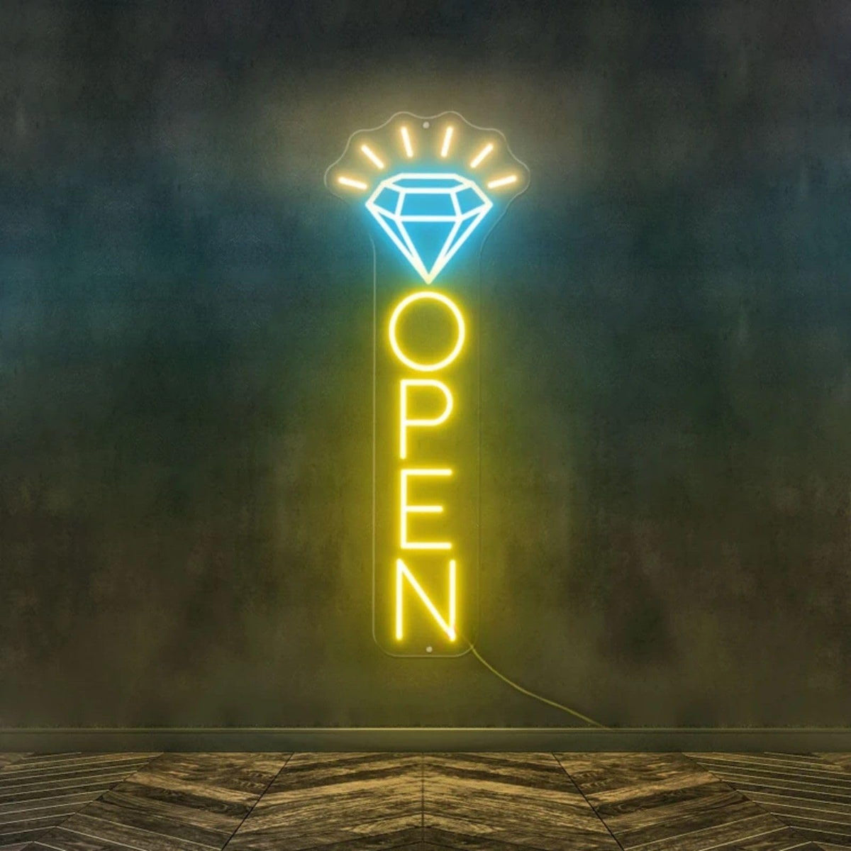 Diamond Open Neon Sign, Jewelry Store LED Window Light for Boutique Display