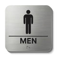 Restroom Sign, ADA Compliant Braille Bathroom Sign, Self-Adhesive Restroom Signs for Business, Men Women Bathroom Signs Ideal for Offices, Hotels, Restaurants, Retail and Residential Spaces, Brushed Aluminum