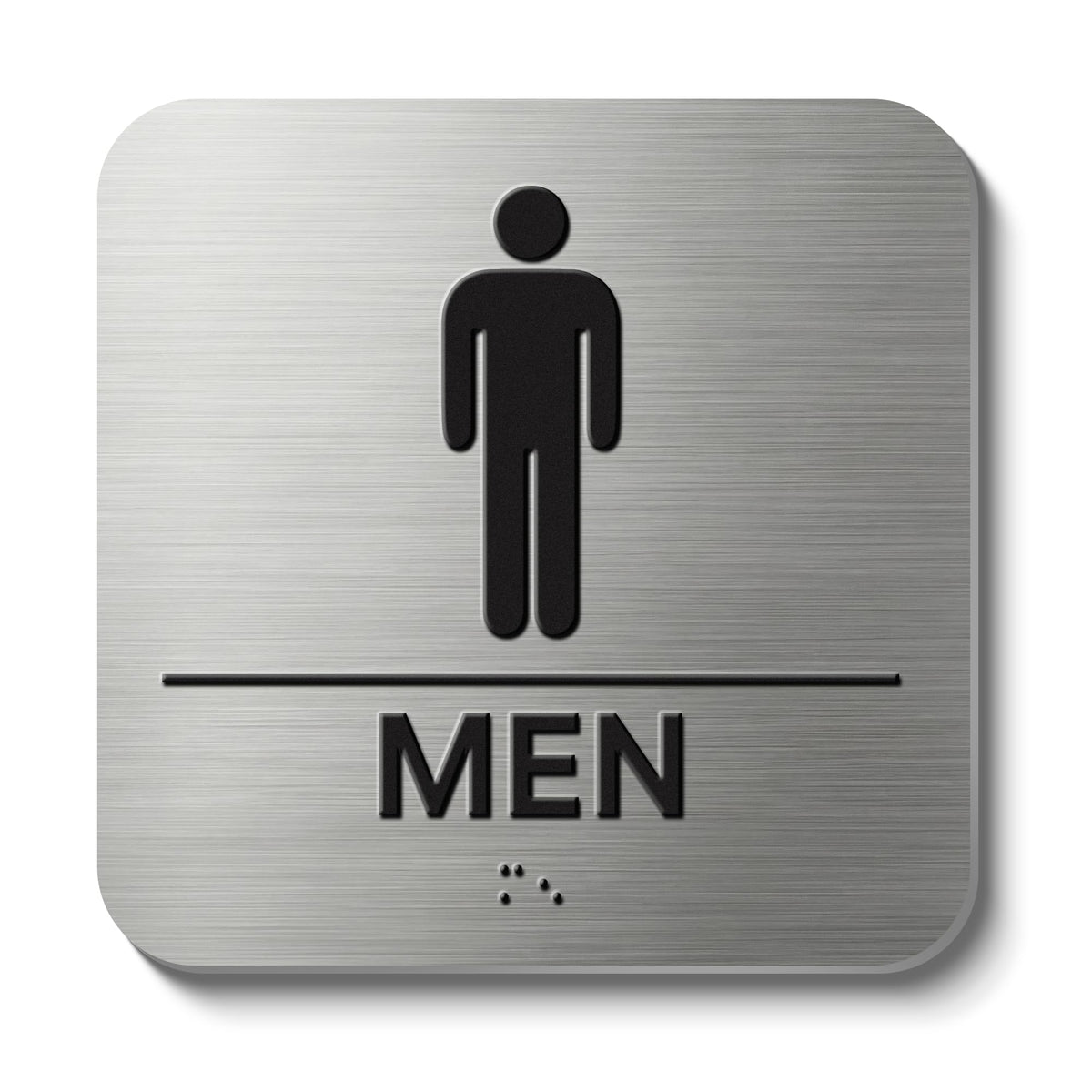 Restroom Sign, ADA Compliant Braille Bathroom Sign, Self-Adhesive Restroom Signs for Business, Men Women Bathroom Signs Ideal for Offices, Hotels, Restaurants, Retail and Residential Spaces, Brushed Aluminum