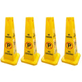 4Pack Four-Sided Traffic Cone No Parking Sign, High Visibility Yellow, 26 inches Heigh, No Parking Cones