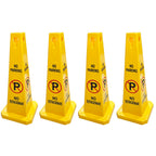 4Pack Four-Sided Traffic Cone No Parking Sign, High Visibility Yellow, 26 inches Heigh, No Parking Cones