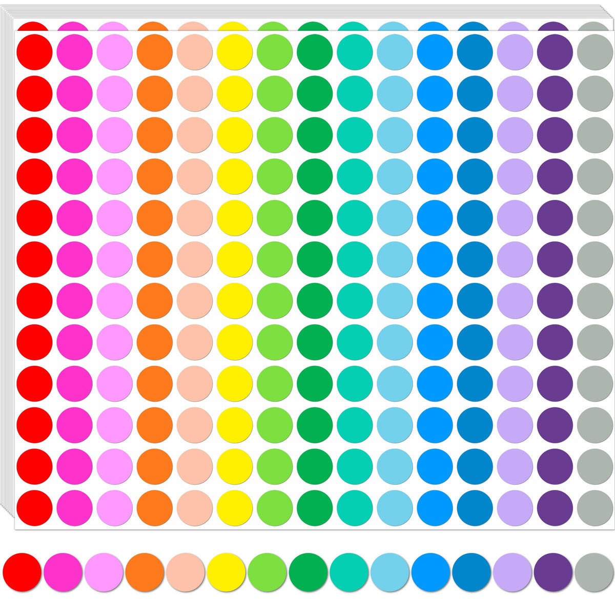 3600 PCS Colored Dot Stickers,1/2" Round Sticker 15 Colors Coding Labels 1/2 Inch