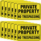 LEIFIDE 12pcs No Trespassing Private Property Signs 7 x 10 Inch Metal Reflective Aluminum No Trespassing Sign Weatherproof Warning for Property Security(High Visibility, Bright Yellow, Black)