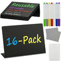 Mini Chalkboard Signs for Food Display, 16 Pack 4"x3" Buffet Food Labels with Liquid Chalk Markers, Reusable Small Chalkboard Table Signs for Wedding, Party, Bakery, Buffet (16, Black L-shaped)