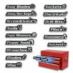 15 Pack Magnetic Toolbox Labels, Tool Box Labels with Magnetic，Toolbox Organizers with Strong Magnet for Steel Toolboxes, Carts, Drawers & Cabinets (Black) Black