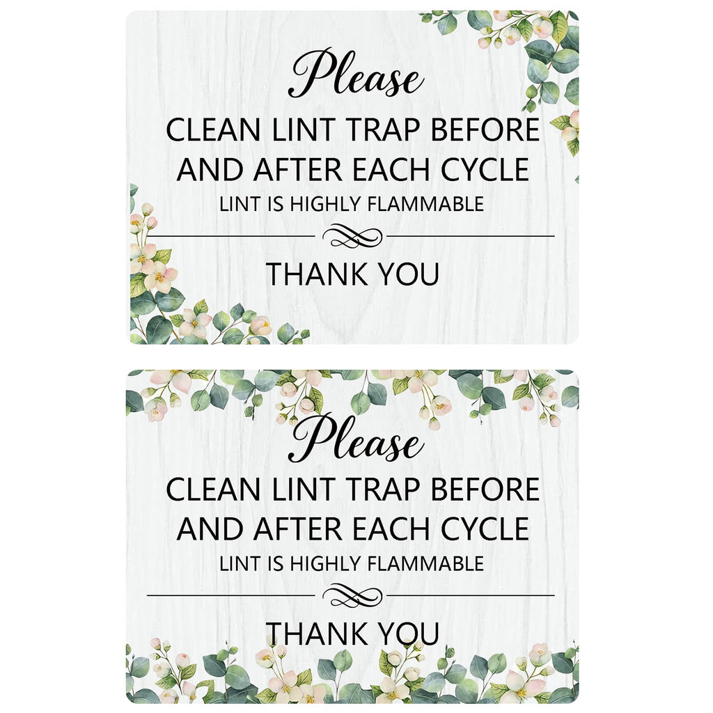 2 Pcs Lint Trap Magnet Sign Lint Trap Reminder Sticker Hotel Essentials Sign Host Sign For Dryer for Laundry Room Dryer Maintenance Home Organization (4.75 x 3.5 in）