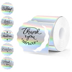 2 Inch Round Holographic Thermal Labels, Color Flower Thermal Sticker Labels for Small Business, Logo Design, Baking,300 Sheets/1 Roll (Flower Rainbow) 2 inch