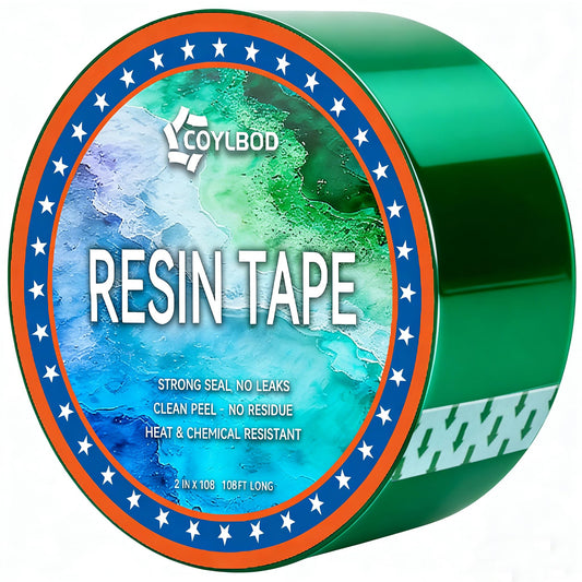 High-Temp Epoxy Tape - 2" x 108ft Heat-Resistant Molding Tape, No Residue & High Adhesion for River Tables, Resin Molding, Paint Protection, DIY Crafts (Green)