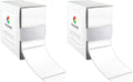 Two packs of ChromaLabel 2x3 inch white all-purpose permanent color code rectangle stickers, 100 labels per dispenser box.