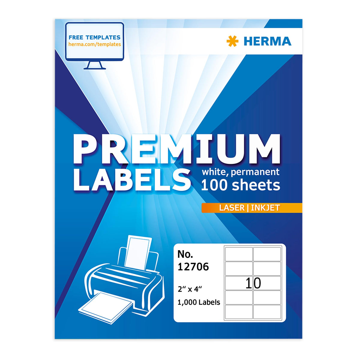 HERMA Printable Address Labels 2" x 4", 1000 Mailing Stickers, White 2" x 4"