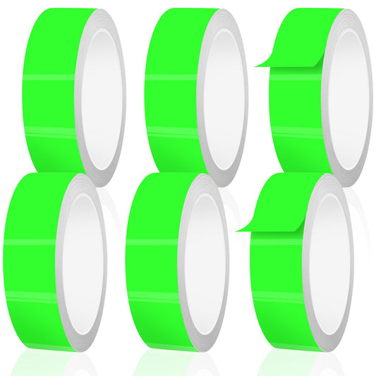 6 Pack Glow in The Dark Tape 33 Ft x 1 inch, Long-Lasting Bright Fluorescent Glow Tape for Christmas Dector, Night Decorations, Safety and Home Marking, Exit Sign, Total 198 Ft 6
