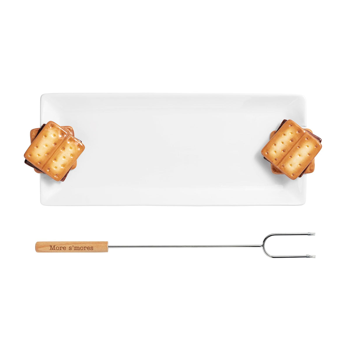 Mud Pie White Ceramic Figural Smores Tray White With No Text