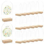 20 Pack Blank Clear Arch Acrylic Sign with Wooden Stands, Arched Round Top Acrylic Sheet, DIY Clear Arch Table Numbers for DIY Name Card Gifts Event Party Sign Decoration