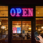 LED Open Signs for Business, HETAIJIE 30" x 10" Large super Bright LED open Sign, Dimmable US Flag Design Storefront Display, 12 Modes Flashing for Shop Bar Cafes Window (High Brightness) 30*10inch