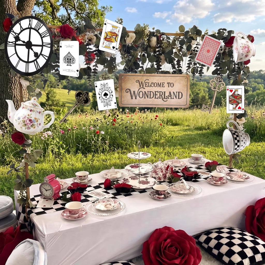 Yinkin 14 Set Wonderland Tea Party Decor Wonderland Photo Backdrop Ornament