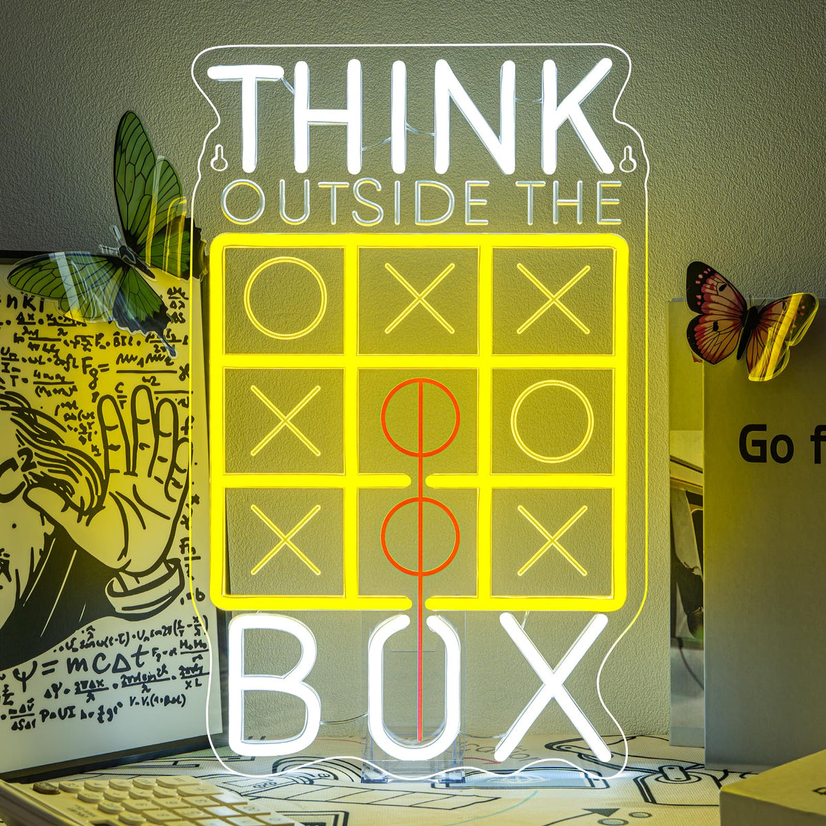 Horseneon Think Outside The Box Neon Sign Classroom Neon Light for Student