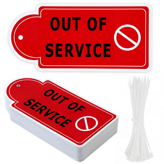 Out of Service Tags with Zip Ties, 60-Pack Equipment Repair Tags Kit, Red Cardstock Maintenance Tags 5.9"x2.8" for Machine Inspection & Safety Lockout
