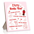 Dirty Soda Bar Sign for Baby Shower, She's Ready To Pop Wooden Menu and Recipe Board, 8x10 Inch Pink Tabletop Welcome Sign, Beverage Setup Decor for Gender Reveal or Wedding Party