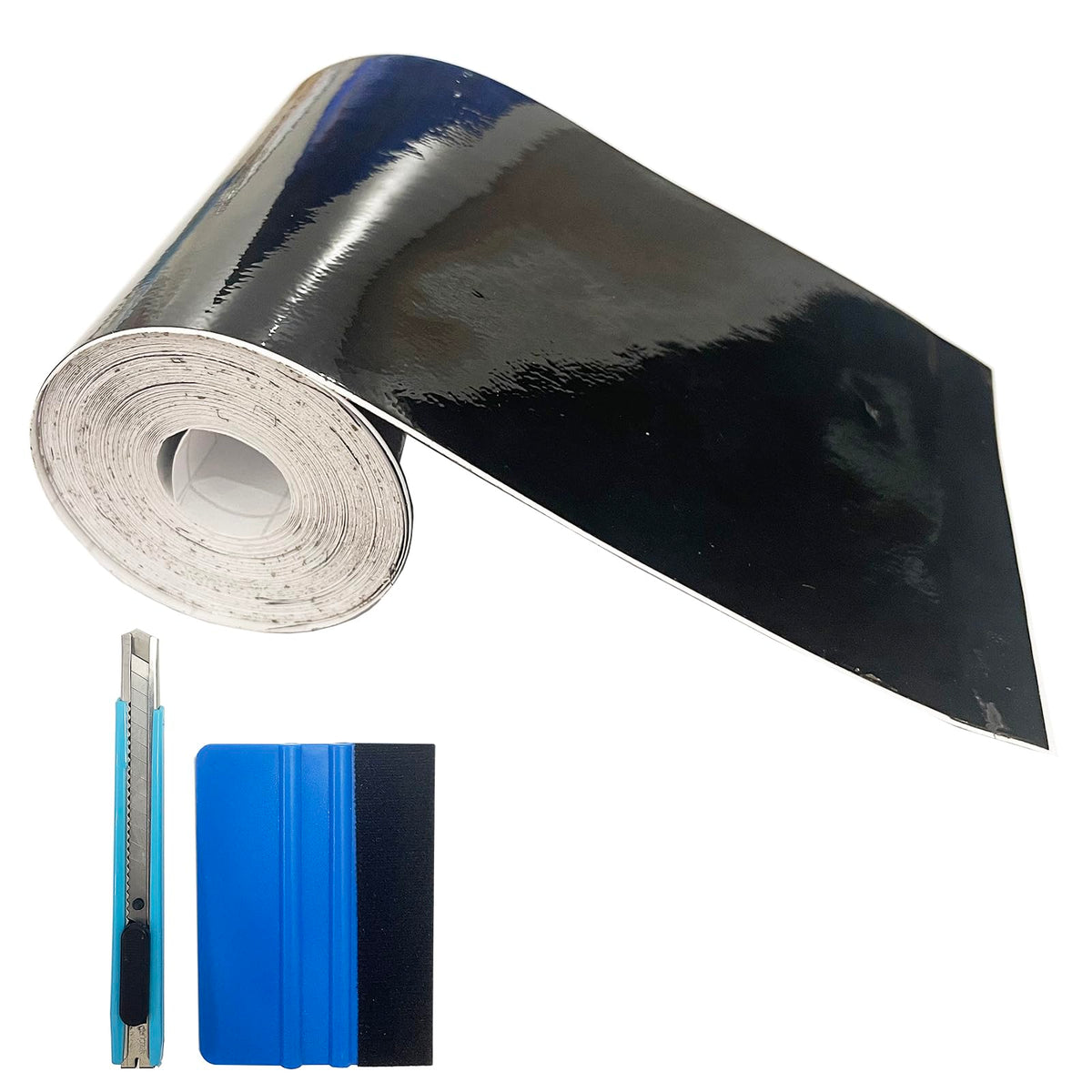 Gloss Black Vinyl Tape for Black Out Chrome Delete Window Trim, 3 Inch x 30ft Gloss Black Vinyl Wrap Roll, Self-Adhesive Car Chrome Door Trim Delete Tape DIY Film with Tool Kit (3 inches x 30 feet) 3 inches x 30 feet