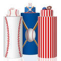Frienda 3 Pcs Halloween Cylinder Cover Wraps for Dessert Table, Baseball White Blue Red