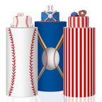 Frienda 3 Pcs Halloween Cylinder Cover Wraps for Dessert Table, Baseball White Blue Red