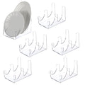 6 Pcs Plate Dinnerware Display Stand, 2-Tier China Platters Holder, Acrylic Plate Stands for Display Clear Kitchen Cabinet Organizer