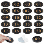 OLYCRAFT 60Pcs Locker Cabinet Numbers Acrylic Table Number Stickers Locker Number Signs Oval Door Sign with Self-Adhesive Tape for Door House Office Restaurants Bars Storage Lockers Seat (1-60)